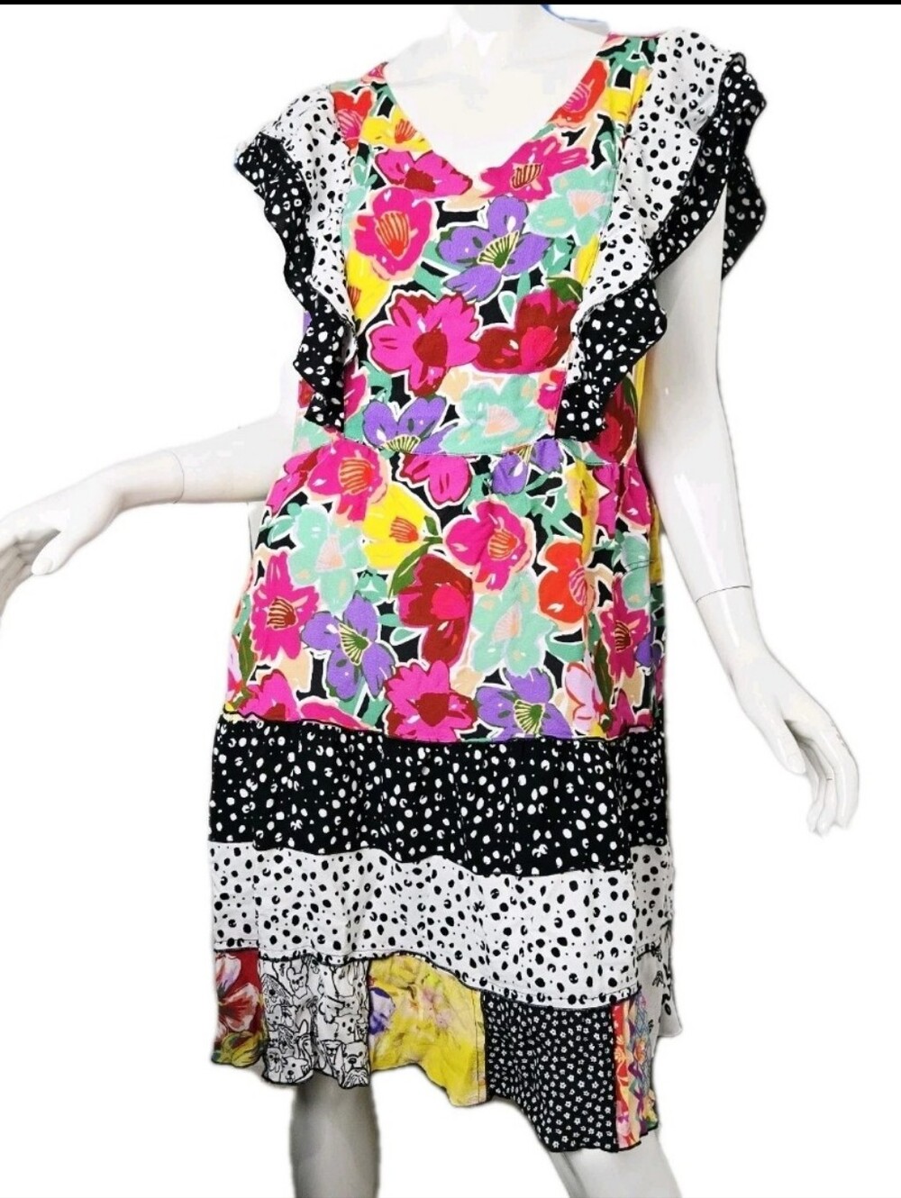 John Mark Women's Size XL Mixed‎ Print Smocked Tiered Dress